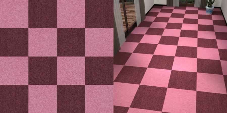 フリーデータ,2D,テクスチャー,texture,JPEG,タイルカーペット,tile,carpet,紫色,パープル,purple,ワインレッド,あずき色,ピンク,桃色,pink,市松貼り,2色市松