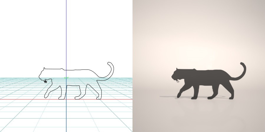 formZ 3D シルエット silhouette 動物 animal とら トラ 虎 寅 タイガー tiger