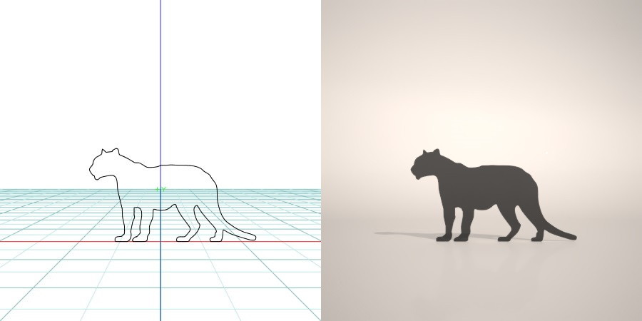 formZ 3D シルエット silhouette 動物 animal とら トラ 虎 寅 タイガー tiger