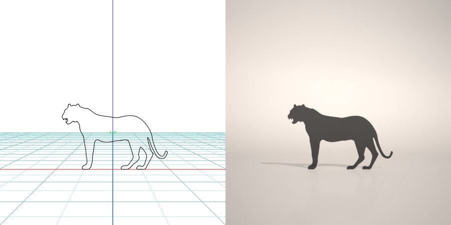 formZ 3D シルエット silhouette 動物 animal とら トラ 虎 寅 タイガー tiger