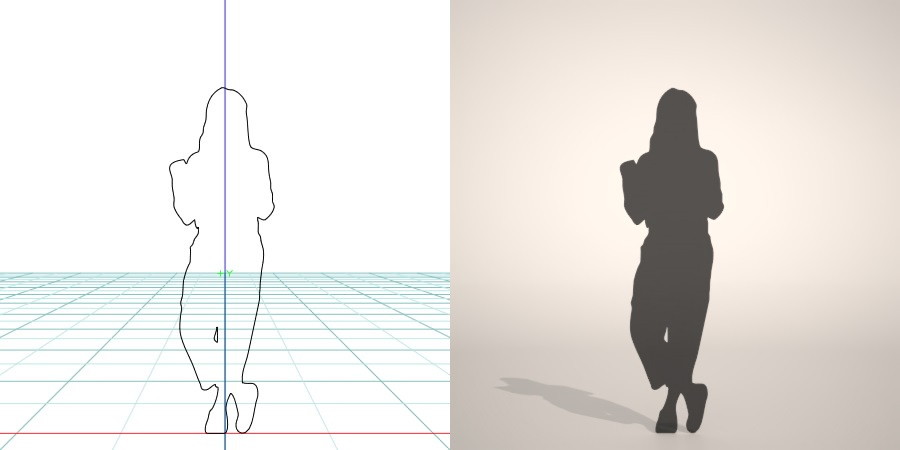 formZ 3D シルエット silhouette 女性 woman female lady ワイドパンツ