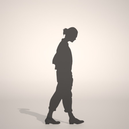 formZ 3D silhouette woman female lady walk ポケットに手を入れて歩く女性のシルエット