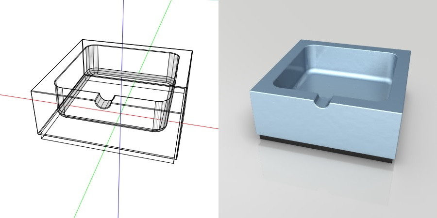 フリー素材 formZ 3D インテリア interior 雑貨 miscellaneous goods 青い金属の灰皿 ashtray