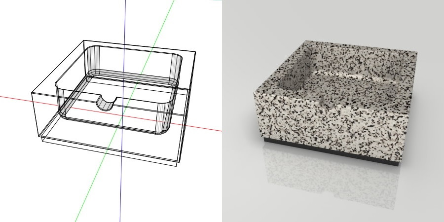 フリー素材 formZ 3D インテリア interior 雑貨 miscellaneous goods 模様のある石の灰皿 ashtray