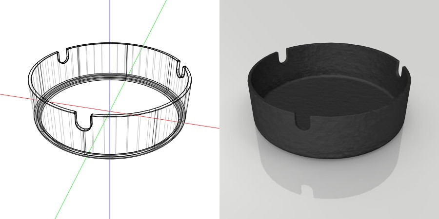 フリー素材 formZ 3D インテリア interior 雑貨 miscellaneous goods 黒い鋳物の灰皿 ashtray