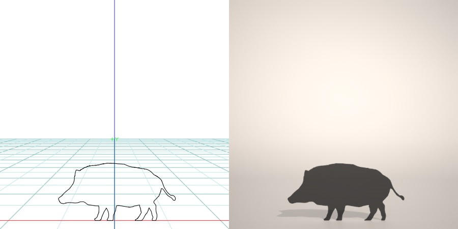 formZ 3D silhouette 動物 animal イノシシのシルエット いのしし 猪 亥 boar