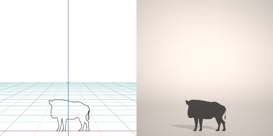 formZ 3D silhouette 動物 animal イノシシのシルエット いのしし 猪 亥 boar