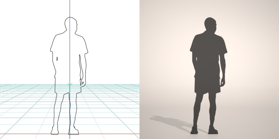 formZ 3D silhouette man ハーフパンツを穿いた男性のシルエット