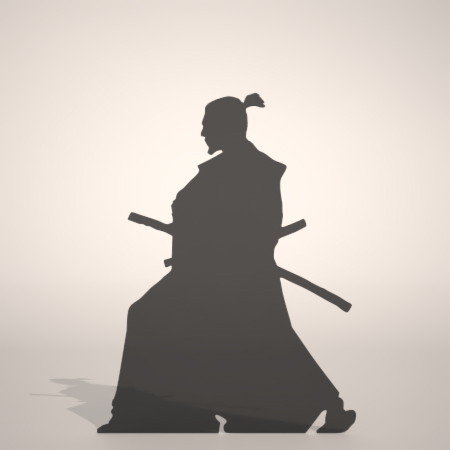 formZ 3D silhouette man 侍 士 さむらい samurai 武士 日本刀 サムライの居合の構えのシルエット