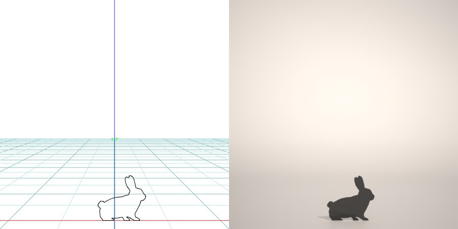 formZ 3D シルエット silhouette 動物 animal うさぎ ウサギ 兎 卯 rabbit