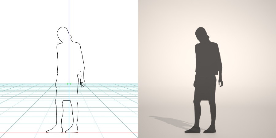 formZ 3D シルエット silhouette woman female lady skirt ペンシルスカートを穿いた女性