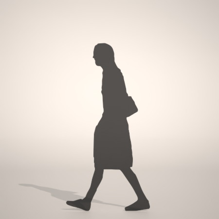 formZ 3D silhouette woman female lady skirt 肩掛け鞄 shoulder bag カバン ショルダーバッグを肩にかけて歩くスカートを穿いた女性のシルエット