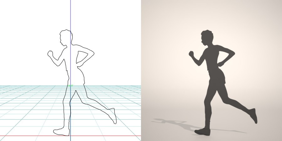 フリー素材 formZ 3D silhouette woman female lady ランニング running Jogging ジョガー Jogger ジョギングをする女性のシルエット