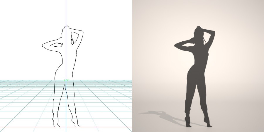フリー素材 formZ 3D silhouette woman female lady gym フィットネス fitness stretch 運動 エクセサイズ exercise つま先で立つ女性のシルエット