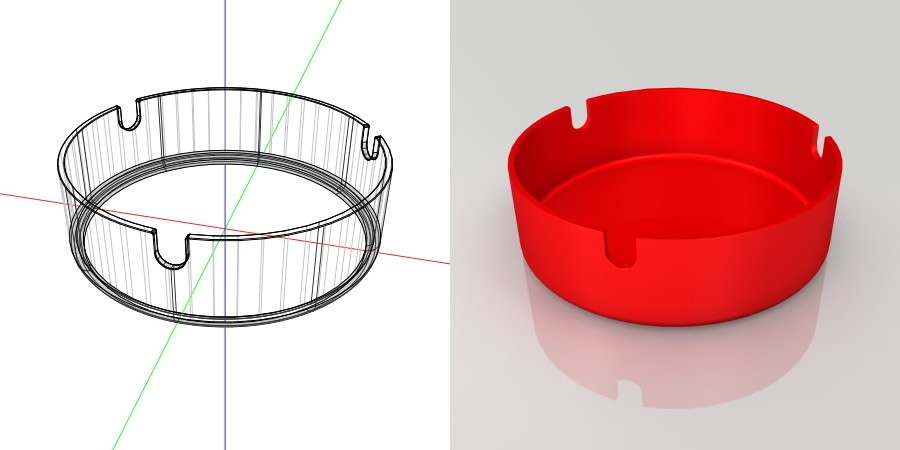 フリー素材 formZ 3D インテリア interior 雑貨 miscellaneous goods 赤い灰皿 ashtray