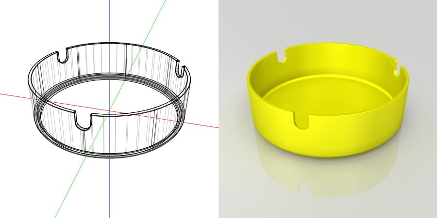 フリー素材 formZ 3D インテリア interior 雑貨 miscellaneous goods 黄色の灰皿 ashtray