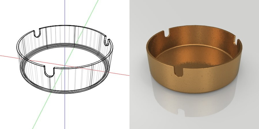 フリー素材 formZ 3D インテリア interior 雑貨 miscellaneous goods 茶色い金属の灰皿 ashtray