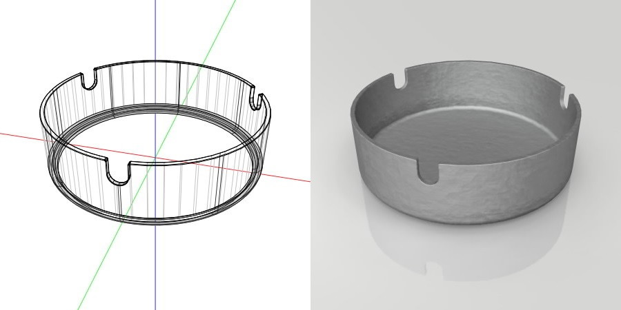 フリー素材 formZ 3D インテリア interior 雑貨 miscellaneous goods 灰色の金属の灰皿 ashtray