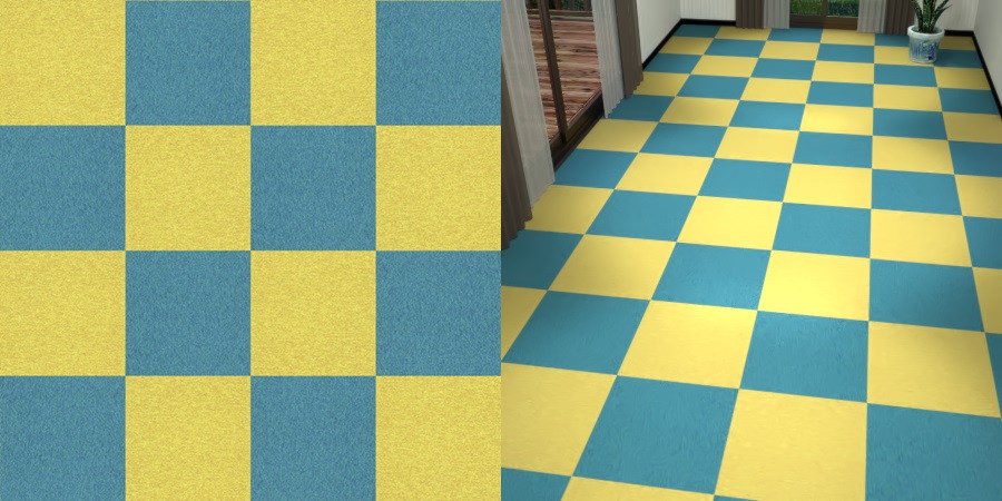 フリーデータ,2D,テクスチャー,texture,JPEG,タイルカーペット,tile,carpet,青,ブルー,blue,黄色,イエロー,yellow,市松張り,2色市松