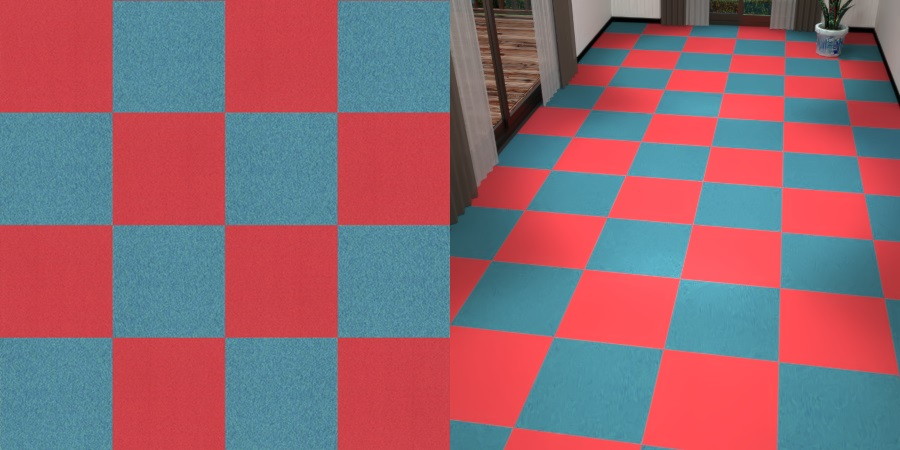 フリーデータ,2D,テクスチャー,texture,JPEG,タイルカーペット,tile,carpet,青,ブルー,blue,赤色,あか,レッド,red,市松張り,2色市松