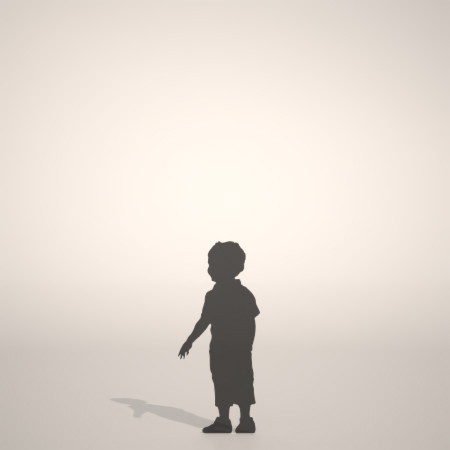 フリー素材 formZ 3D silhouette 子供 child 少年 boy スニーカーを履いた男の子のシルエット