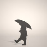 【シルエット】雨具を着て 傘をさす子供【formZ】 child_0071