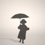 【シルエット】雨具を着て 傘をさす子供【formZ】 child_0072