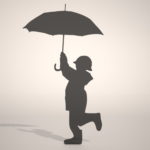 【シルエット】雨具を着て 傘をさす子供【formZ】 child_0073