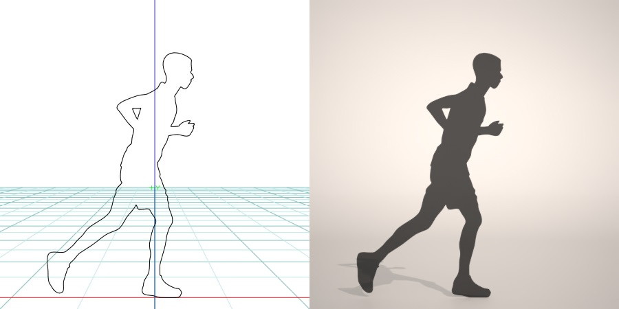 フリー素材 formZ 3D silhouette man 走る running ジョギング Jogging ジョガー Jogger ランニングをする男性のシルエット