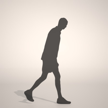 無料 商用可能 フリー素材 formZ 3D silhouette man ハーフパンツ shorts 短パンを穿いた男性のシルエット