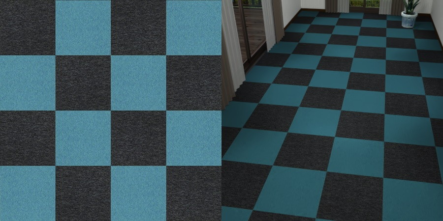 無料,商用可能,フリーデータ,2D,テクスチャー,texture,JPEG,タイルカーペット,tile,carpet,青,ブルー,blue,黒,ブラック,black,市松張り,2色市松