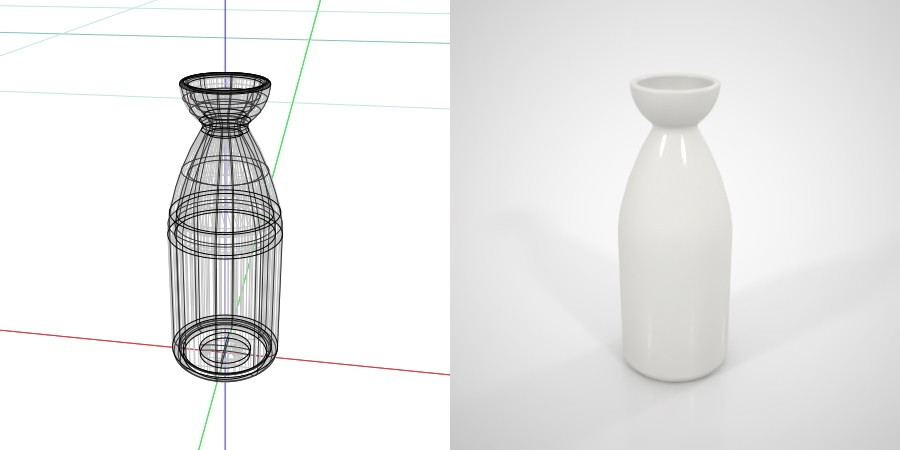 無料,商用可能,フリー素材,formZ,3D,インテリア,interior,食器,tableware,sake pitcher,とっくり,白い1合の徳利