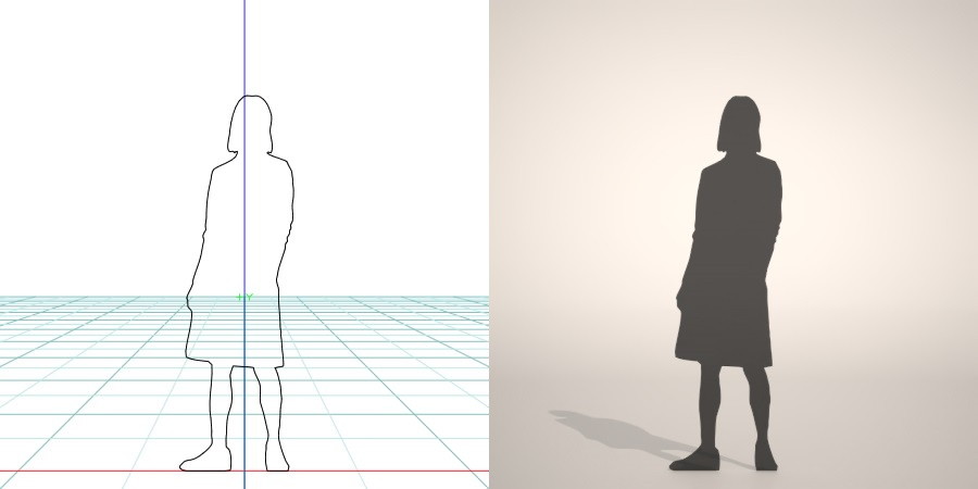 フリー素材 formZ 3D silhouette woman female lady skirt スカートを穿いた女性のシルエット