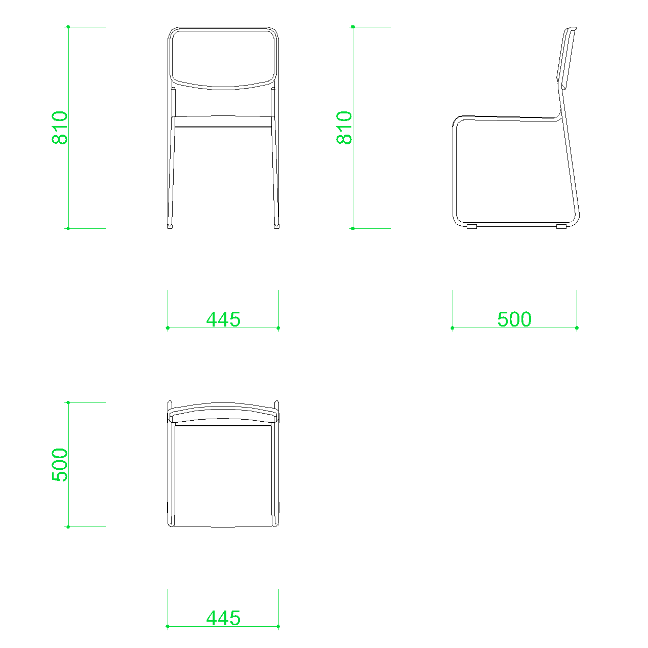 2d部品 スチールパイプ椅子 Dxf Autocad Dwg 2di Cha 0001