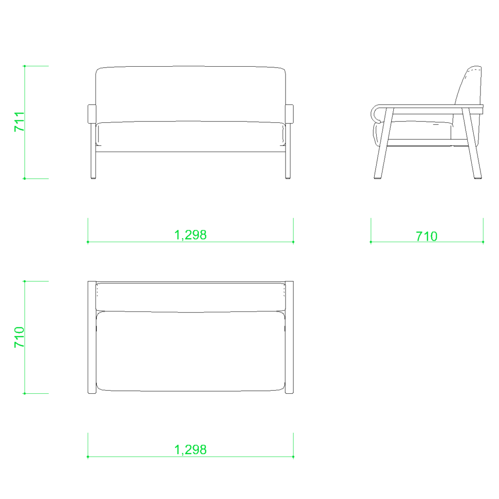 【2D部品】2人掛けソファ【DXF/autocad DWG】 2disof_0001 【無料・商用可】2D・3D CADデータ フリー