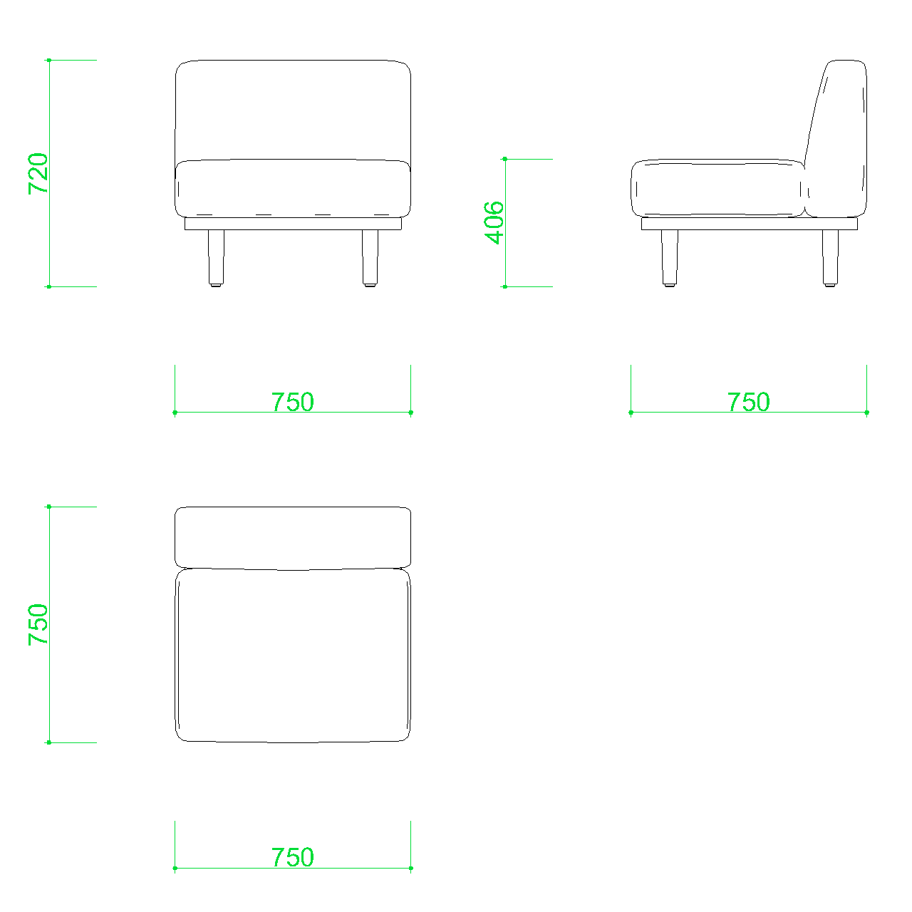 無料,商用可能,フリー素材,フリーデータ,AUTOCAD,DWG,DXF,インテリア,interior,家具,furniture,いす,イス,椅子,chair,長椅子,sofa,リビングチェア,livingchair,1人掛けソファの2DCAD部品