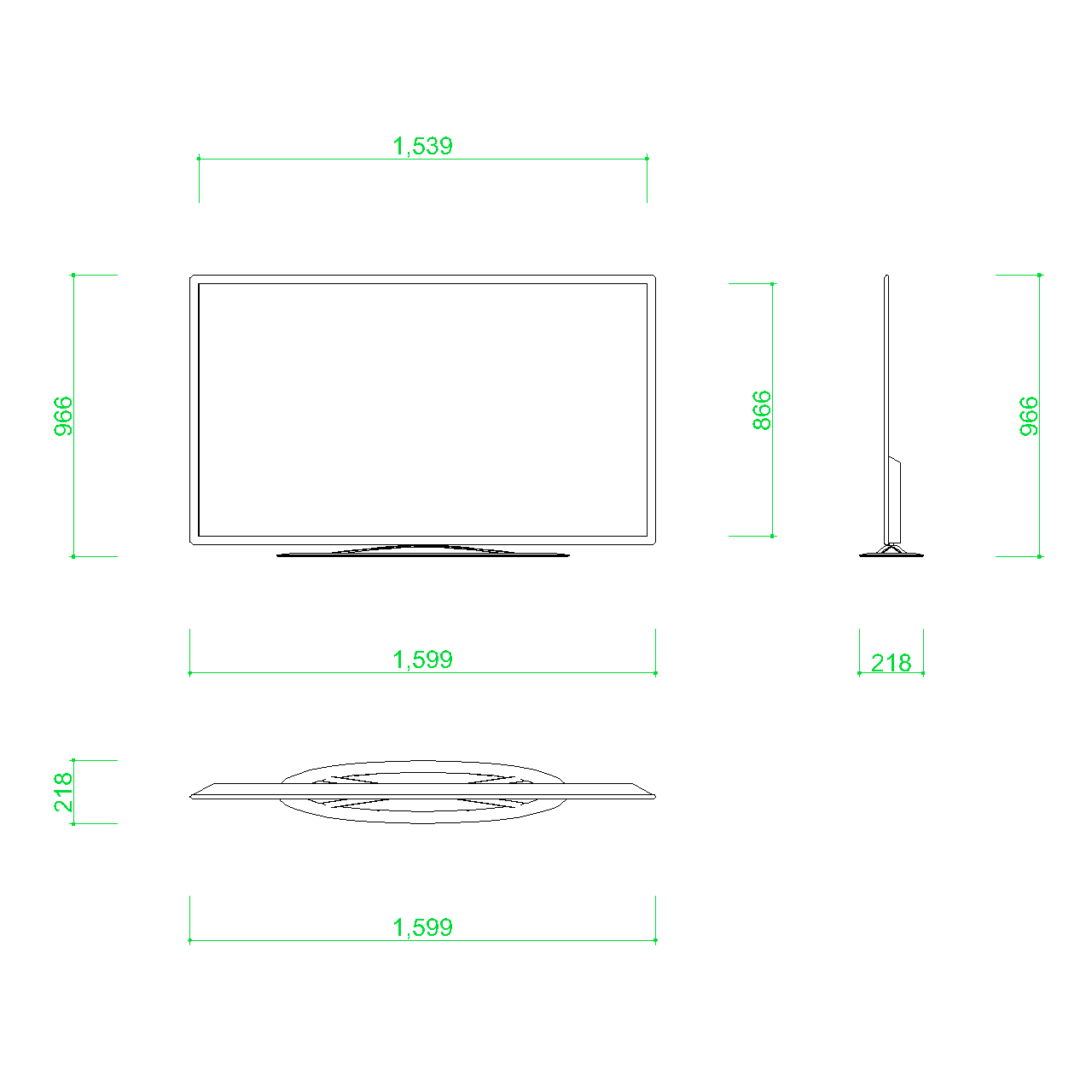 無料,商用可能,フリー素材,フリーデータ,AUTOCAD,DWG,DXF,インテリア,interior,家電製品,consumer electronics,television,70インチのテレビの2DCAD部品