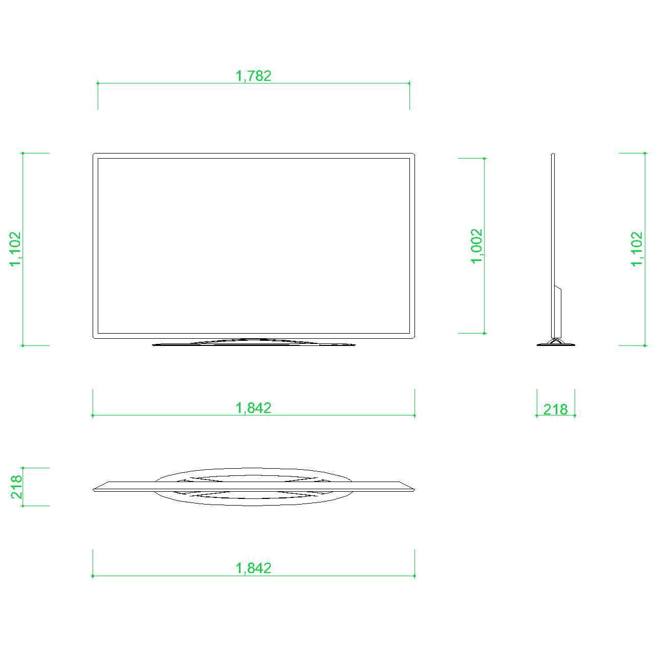 無料,商用可能,フリー素材,フリーデータ,AUTOCAD,DWG,DXF,インテリア,interior,家電製品,consumer electronics,television,80インチのテレビの2DCAD部品