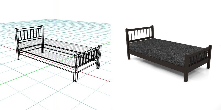 黒い シングルサイズのベッド,無料,商用可能,フリー素材,formZ,3D,インテリア,interior,家具,furniture,bed,single