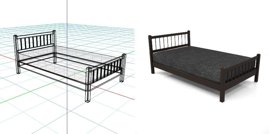 黒い セミダブルサイズのベッド,無料,商用可能,フリー素材,formZ,3D,インテリア,interior,家具,furniture,bed,Semi double