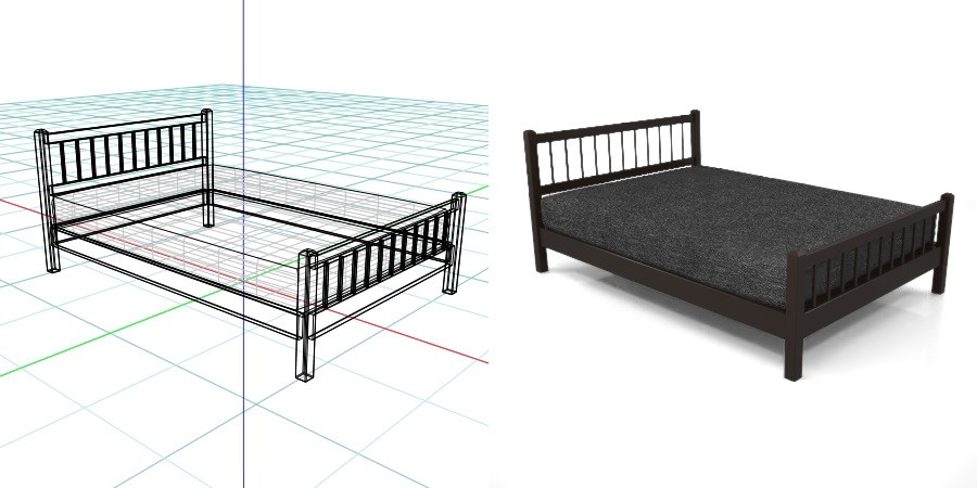 黒い ダブルサイズのベッド,無料,商用可能,フリー素材,formZ,3D,インテリア,interior,家具,furniture,bed,double