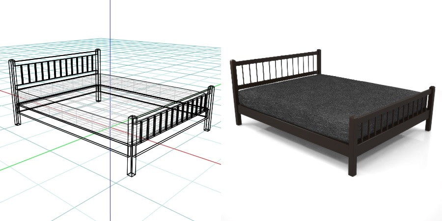 黒い クイーンサイズのベッド,無料,商用可能,フリー素材,formZ,3D,インテリア,interior,家具,furniture,bed,queen