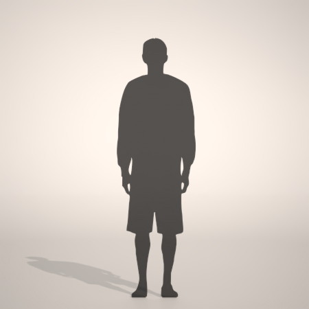 無料,商用可能,フリー素材,formZ,3D,silhouette,man,短パンを穿いた男性のシルエット,ハーフパンツ,shorts
