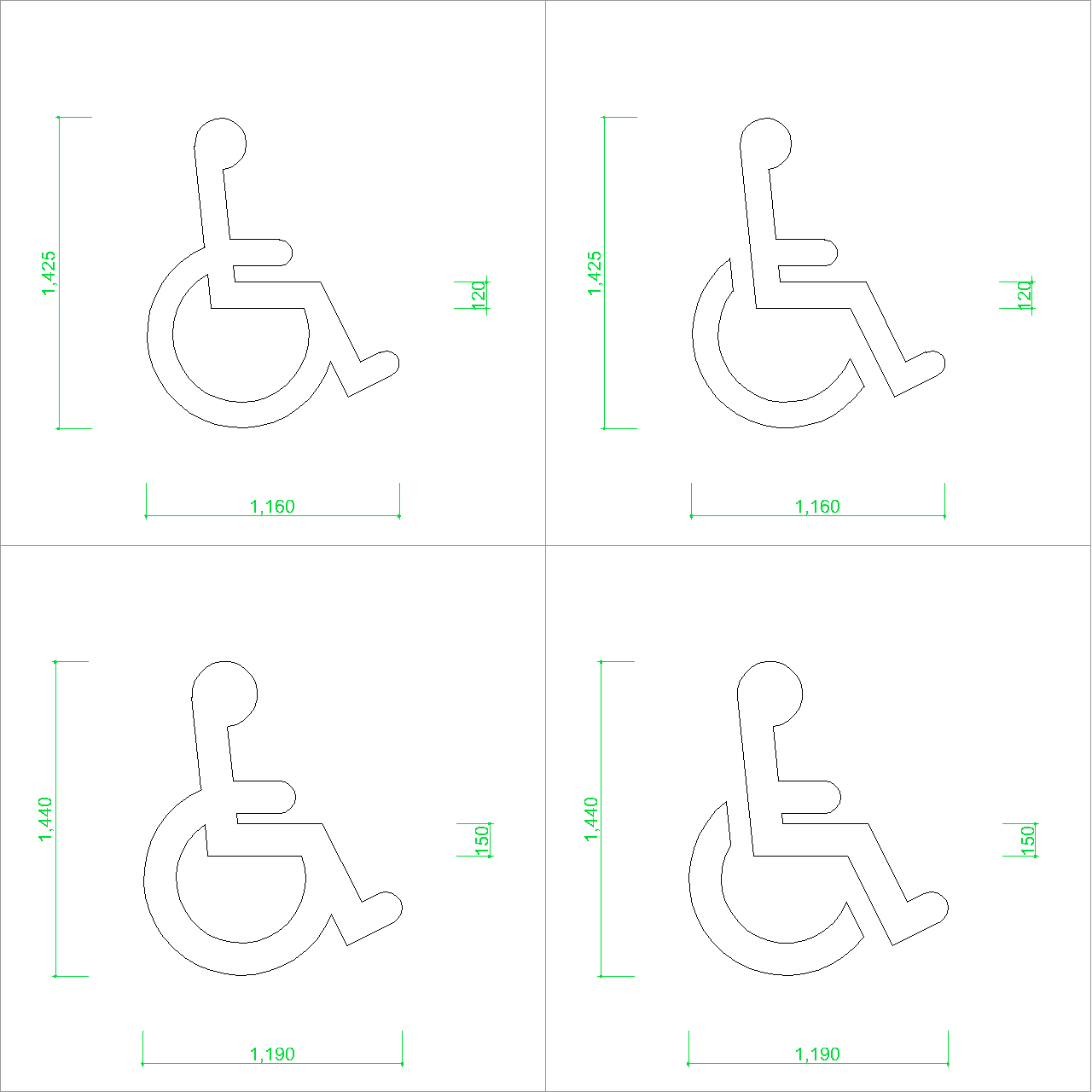 2d部品 駐車場の車椅子マーク Dxf Autocad Dwg 2de Pak 0002