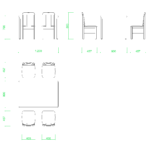 【2D部品】ダイニングテーブルと椅子4脚【DXF/autocad DWG】 2di-cmb_0004