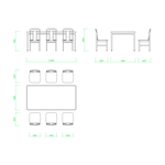 【2D部品】ダイニングテーブルと椅子6脚【DXF/autocad DWG】 2di-cmb_0005