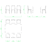 【2D部品】ダイニングテーブルと椅子6脚【DXF/autocad DWG】 2di-cmb_0006