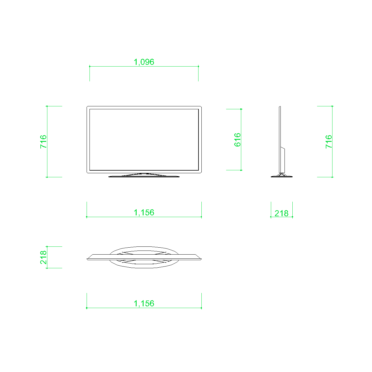 無料,商用可能,フリー素材,フリーデータ,AUTOCAD,DWG,DXF,インテリア,interior,家電製品,consumer electronics,television,50インチのテレビの2DCAD部品