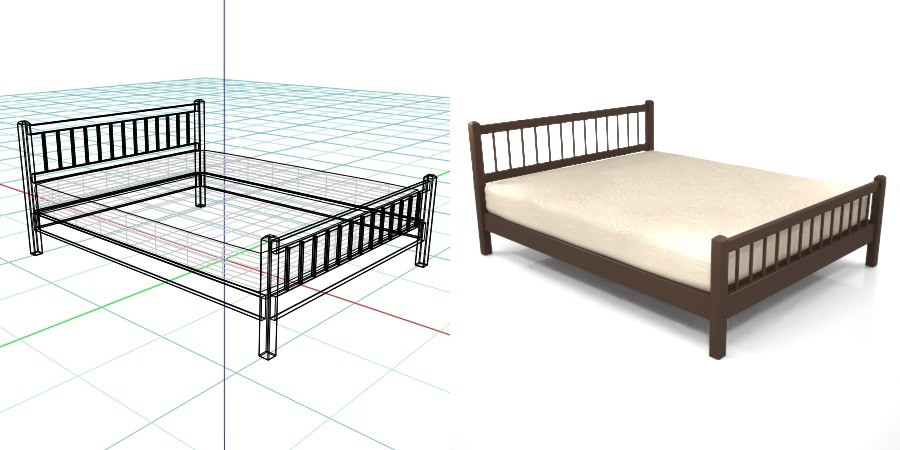 茶色の クイーンサイズのベッド,無料,商用可能,フリー素材,formZ,3D,インテリア,interior,家具,furniture,bed,queen