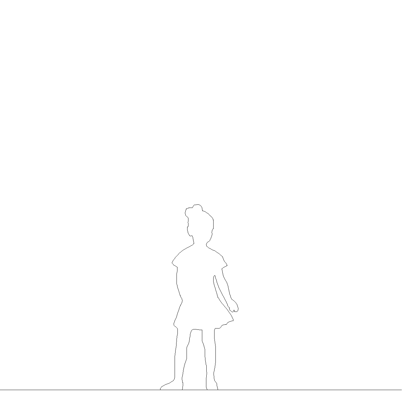 スカートを穿いた 女の子丨シルエット 人間 子供丨無料 商用可能 フリー素材 フリーデータ AUTOCAD DWG DXF